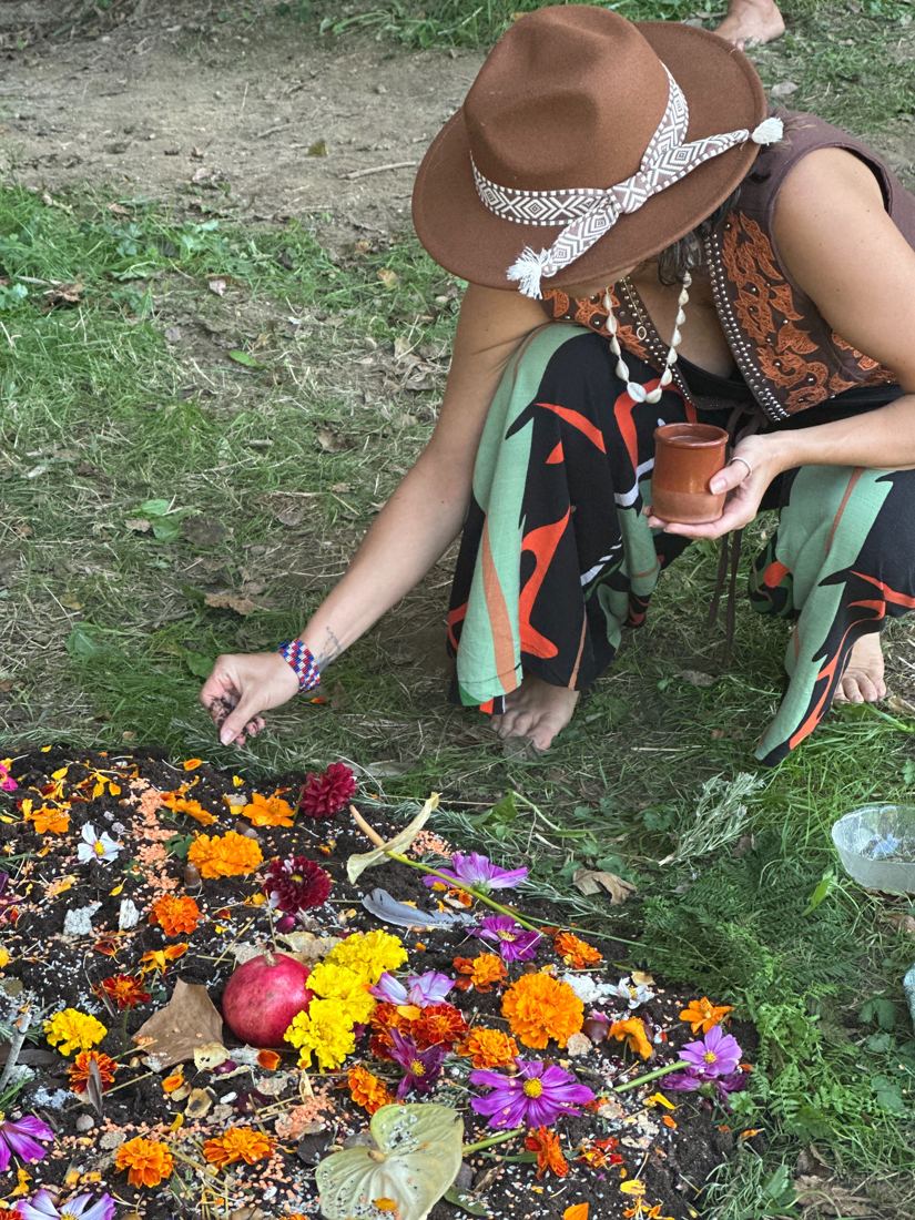 Mandala de flores oferecida à terra